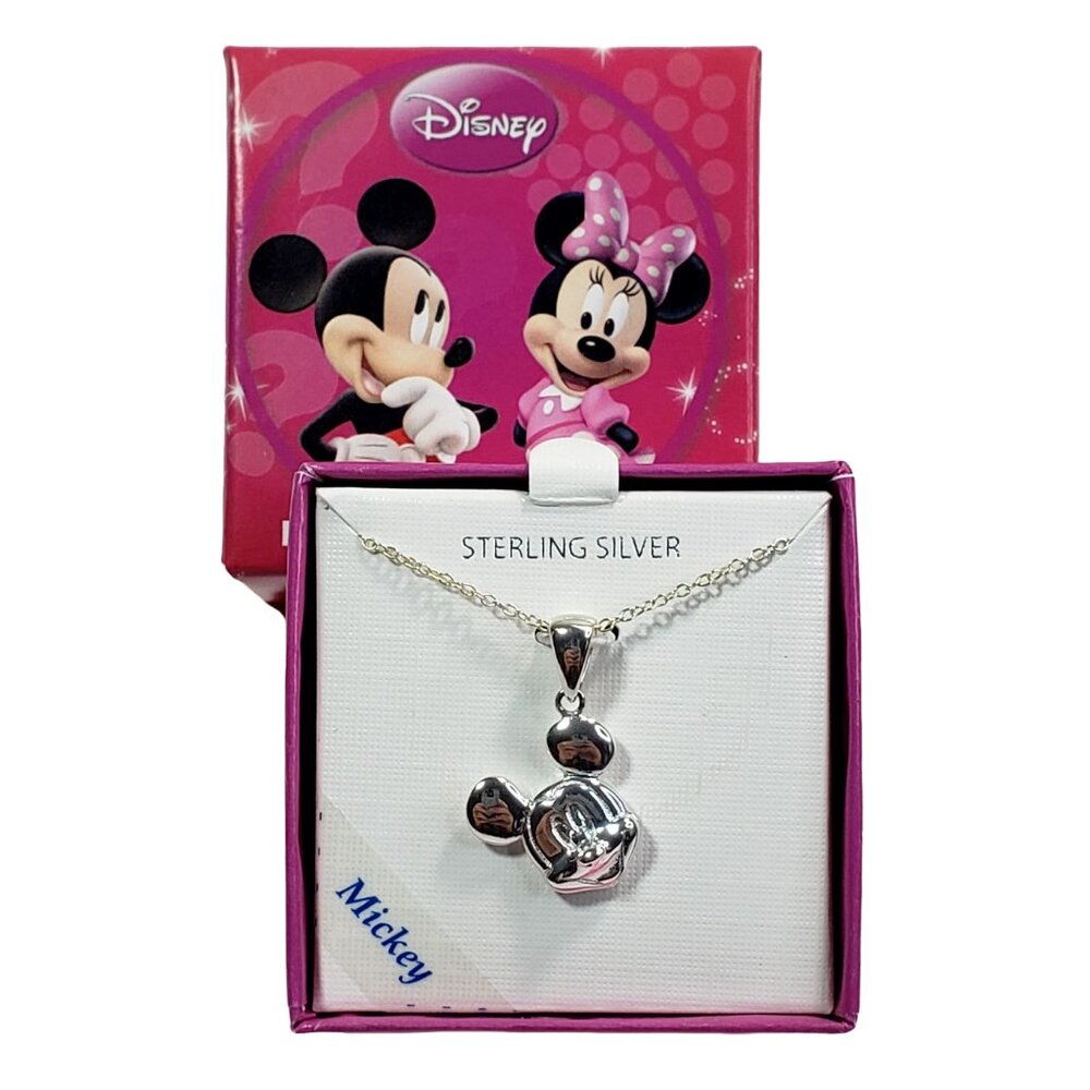 Sterling silver Mickey Mouse pendant necklace, new with box, never worn 925